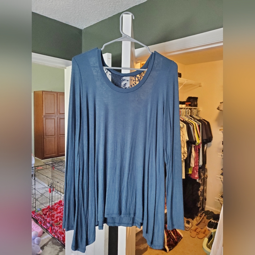 Torrid Lace Back Design Long Sleeve Flowy Top